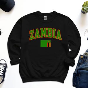 Zambia Sweatshirt, Custom Zambia Sweater, Simple Flag Free Gift Message Insertion