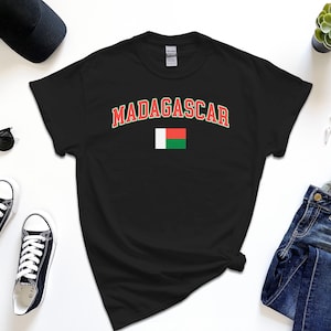 Shirt Madagaskar, op maat gemaakte T-shirt Madagaskar, eenvoudige vlag gratis cadeaubericht invoegen