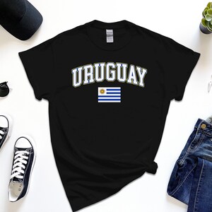 Uruguay-Hemd, Kundenspezifisches Uruguay-T-Shirt, einfache Flaggen-Kostenlose Geschenknachricht-Einfüge