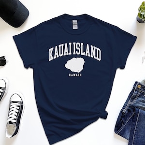 Chemise île de Kauai, île américaine de Kauai, Hawaï avec carte T-shirt confort