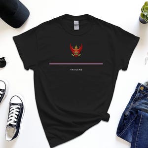 Thailand Shirt, Full Width Flag Coat of Arms of Thailand Tshirt Free Gift Message Insertion