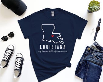 Louisiana Shirt, Love Louisiana State Home Tshirt, Fully Customize Text