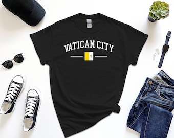 バチカン市国Y2KユニセックスTシャツ、バチカン旗Tシャツ、サン