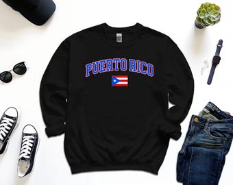 Sudadera de Puerto Rico, suéter de Puerto Rico personalizado, inserción de mensaje de regalo gratis con bandera simple