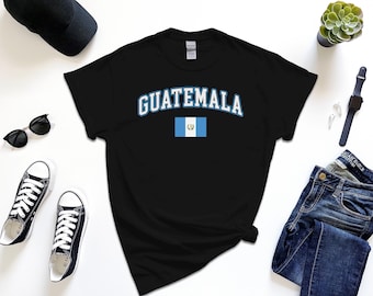 Guatemala-shirt, gepersonaliseerd T-shirt Guatemala, eenvoudige vlag, gratis cadeaubericht invoegen