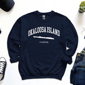 Okaloosa Island Sweatshirt, American Island Okaloosa Florida with Map Comfort Sweater