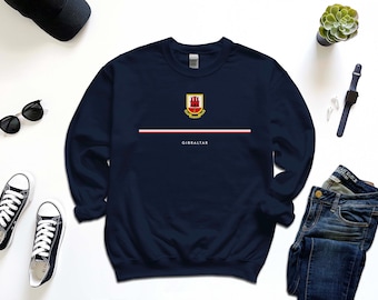 Sudadera de Gibraltar, suéter con la bandera y el escudo de armas de Gibraltar de ancho completo, inserción de mensaje de regalo gratis