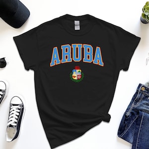Aruba Shirt, Coat of Arms of Aruba Tshirt with Country Emblem Free Gift Message Insertion