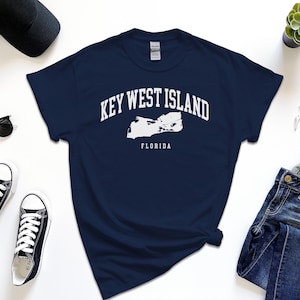 Shirt Key West Island, Amerikaans eiland Key West Florida met Comfort-T-shirt kaart