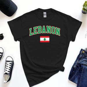 Libanon-shirt, gepersonaliseerde Libanon-t-shirt, eenvoudige vlag gratis cadeaubericht invoegen