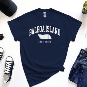 Chemise Balboa Island, île américaine Balboa California avec carte T-shirt confort