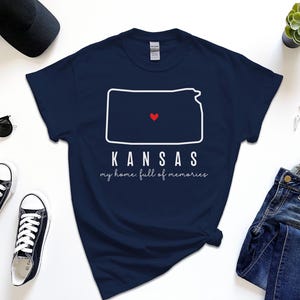 Maglietta Kansas, maglietta Love Kansas State Home, testo completamente personalizzabile
