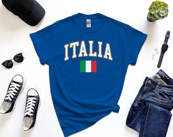Camiseta de Italia, camiseta de Italia personalizada, inserción de mensaje de regalo gratuito con bandera sencilla