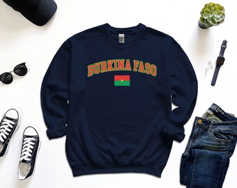 Burkina Faso Sweatshirt, Custom Burkina Faso Sweater, Simple Flag Free Gift Message Insertion