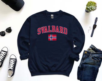 Svalbard Sweatshirt, Custom Svalbard Sweater, Simple Flag Free Gift Message Insertion