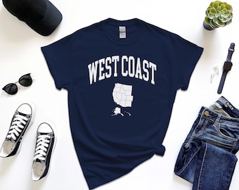 West Coast Shirt, American Coast with Map West Coast Tshirt