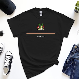 Mauritius Shirt, Full Width Flag Coat of Arms of Mauritius Tshirt Free Gift Message Insertion