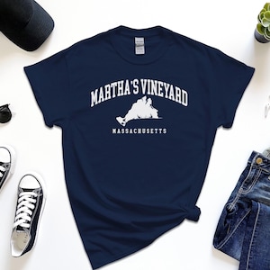 Chemise Martha's Vineyard Island, île américaine T-shirt Martha's Vineyard Massachusetts avec carte confort