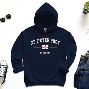 St. Peter Port Hoodie, Capital City of Guernsey, Custom Shirt Free Gift Message Insertion