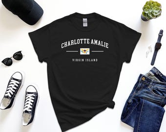 Shirt Charlotte Amalie, hoofdstad van het Maagdeneiland, aangepast t-shirt Gratis cadeaubericht invoegen