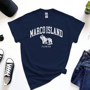 Koszulka Marco Island, American Island Marco Florida z mapą, wygodna koszulka