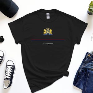 Netherlands Shirt, Custom Full Width Flag Coat of Arms of Netherlands Tshirt Free Gift Message Insertion