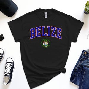Belize Shirt, Coat of Arms of Belize Tshirt Country Emblem Free Gift Message Insertion