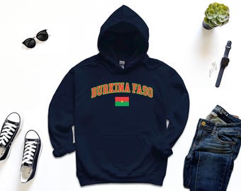 Burkina Faso Hoodie, Custom Burkina Faso Sweatshirt, Simple Flag Free Gift Message Insertion