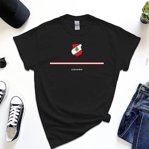 Lebanon Shirt, Full Width Flag Coat of Arms of Lebanon Tshirt Free Gift Message Insertion