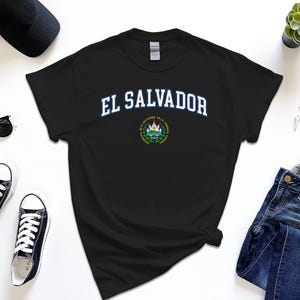 El Salvador Shirt, Coat of Arms of El Salvador Tshirt Country Emblem Free Gift Message Insertion