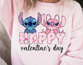 Stitch Angel Disney Valentine's Day Sweatshirt, Couple Matching Tee