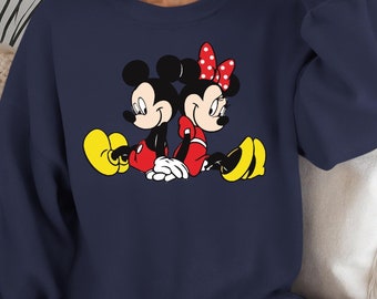 Retro Mickey and Minnie Mouse Couple Sweatshirt, Disney Love Tee