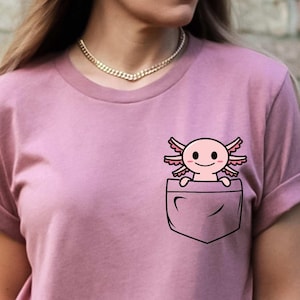 Axolotl Shirt, Pocket Axolotl Shirt, Axolotl Birthday Shirt, Axolotl Gifts, Pocket Tee, Animal Lover Tee, Cute Axolotl Shirt, Gifts for Her