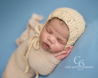 Newborn Knit Handmade Rounded Back Bonnet Ready to Ship