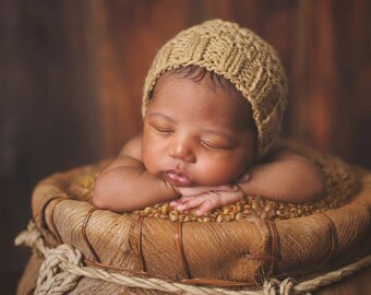 Newborn Knit Handmade Baby Bonnet Made to Order