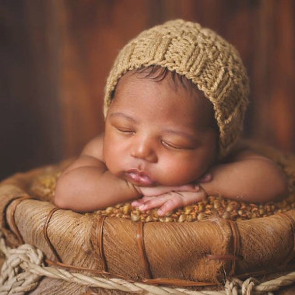 Newborn Knit Handmade Baby Bonnet Made to Order