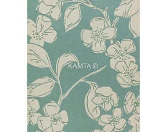 Handgetufteter Wollteppich mit Blumenmuster, Türkis-Aqua-Blütenteppich