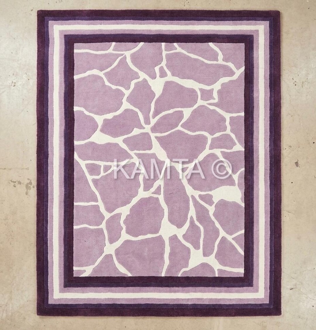 Lilac Rugs Pattern Hand Tufted Wool Rug Lilac Giraffe Print | Purple & White Pastel Animal ...
