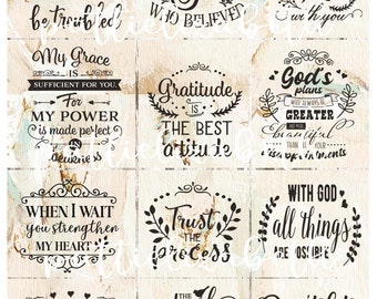 Printable digital Scripture verses, quotes for planners, junk journals, scrapbooking and paper crafting, 36 scriptures.