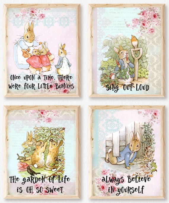 Beatrix Potter Home Decor Gift Nursery ART PRINT Peter Rabbit Quote Wall Art