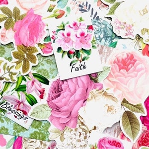 Junk Journal Flower Paper Kit, Over 25 Floral Papers and Stickers for Scrapbooking Crafting Junk Journals