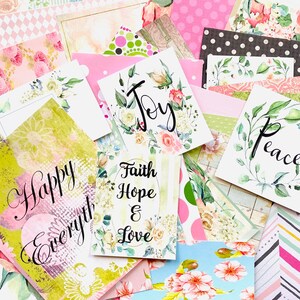 Paper Kit Scrapbook Junk Journal Papers, Inspirational Quotes, Planner Quotes, Craft Supplies, 30+ Items