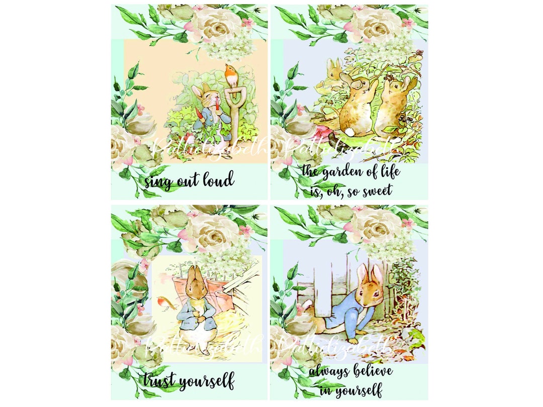 Peter Rabbit Cards With Quotes Size 4x5