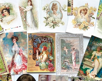 Set of 24 Vintage Victorian Ladies for Junk Journals Scrapbooks Collage Art Planners