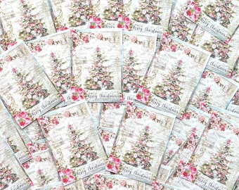 Christmas Tree Card Lot Of 50+ Shabby Chic Vintage Themed Xmas Tree Cards