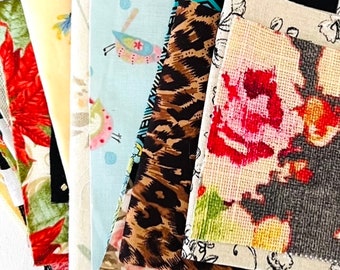 Slow Stitch Kit, Needlecraft, Sewing, Fabric Bundle, Fall Autumn Fabric, Jewel Toned Fabric Bundle
