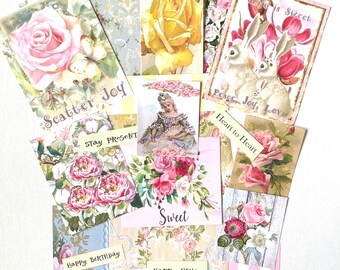 Shabby Chic Junk Journal Papers, Junk Journal supplies, scrapbooking papers, quotes, scrapbooking supplies