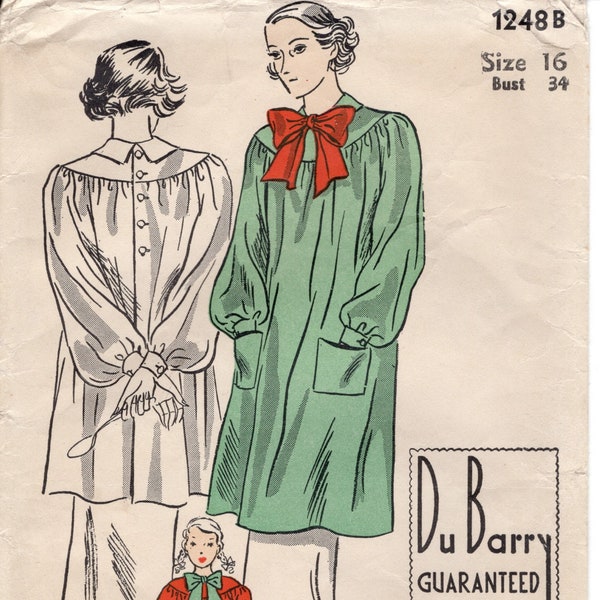 1930s Du Barry Guaranteed Patterns 1248B smock. Bust 34