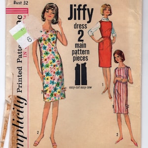 1964 Simplicity 5459 and 5467 Jiffy one-piece dress or jumper. Mother, Daughter dress