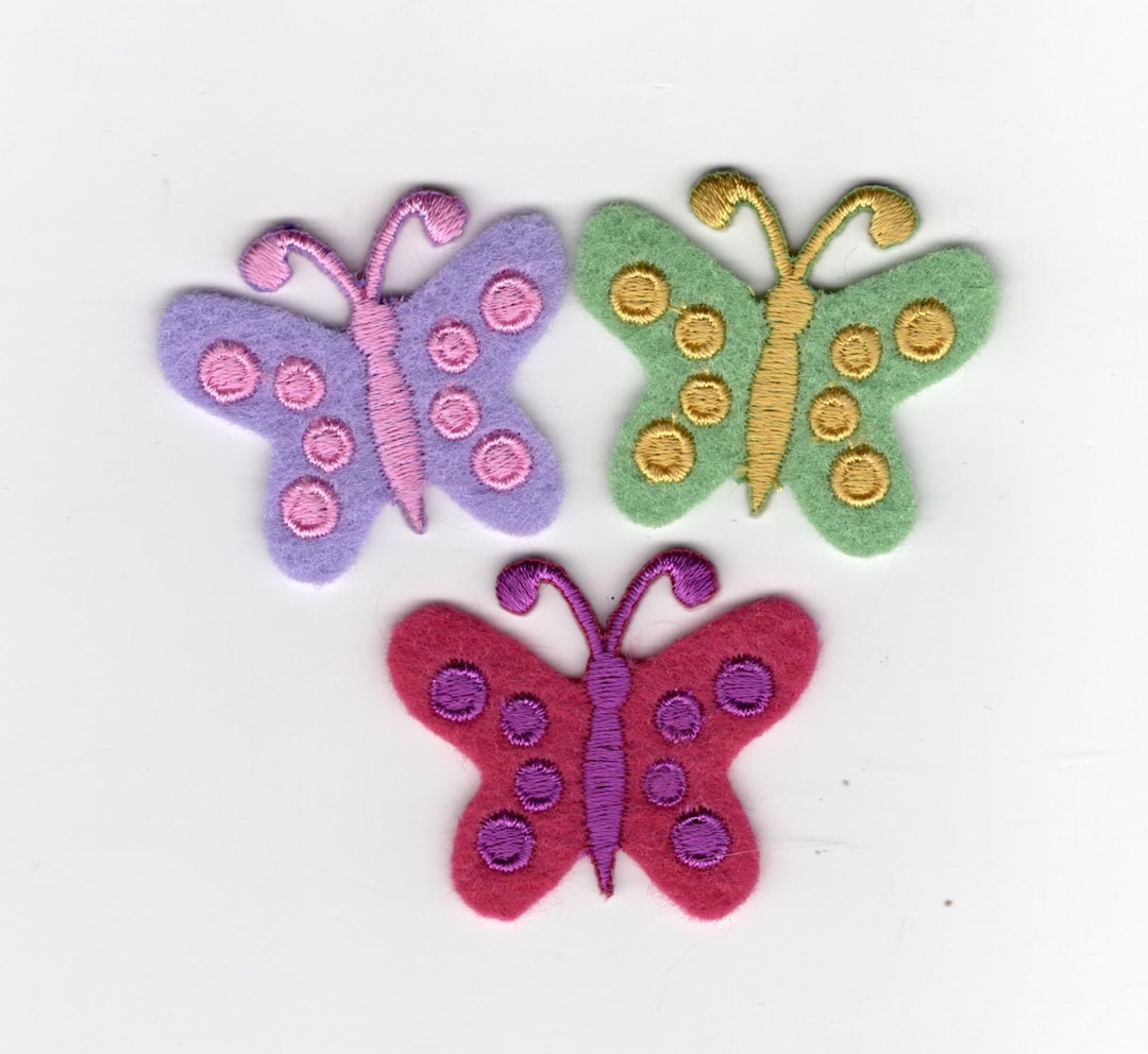 3 Felt and Embroidered Butterfly Patches, Appliques. Iron-on - Etsy